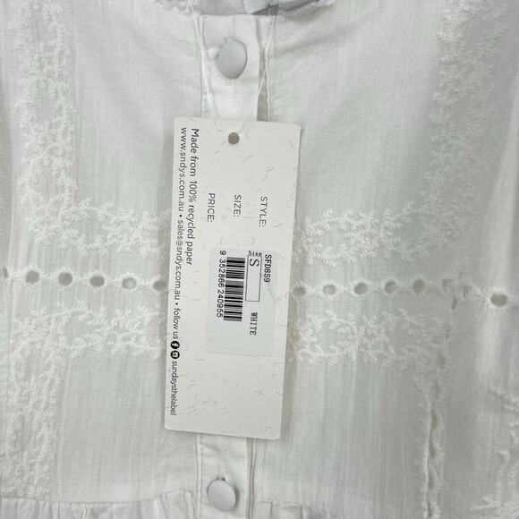 SNDYS | NWT Astrid Maxi Dress in White Eyelet Button Front Sundress S - Picture 6 of 14